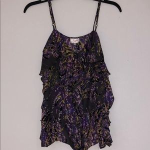 Multi-Colored Ruffled Sheer Tank